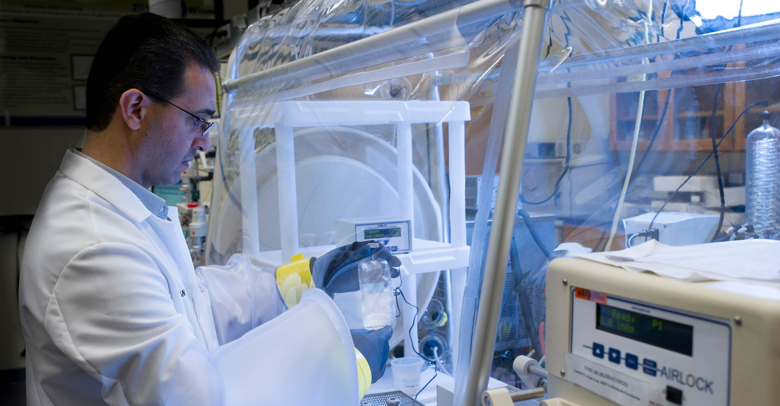 Hasan Atiyeh working in his laboratory.